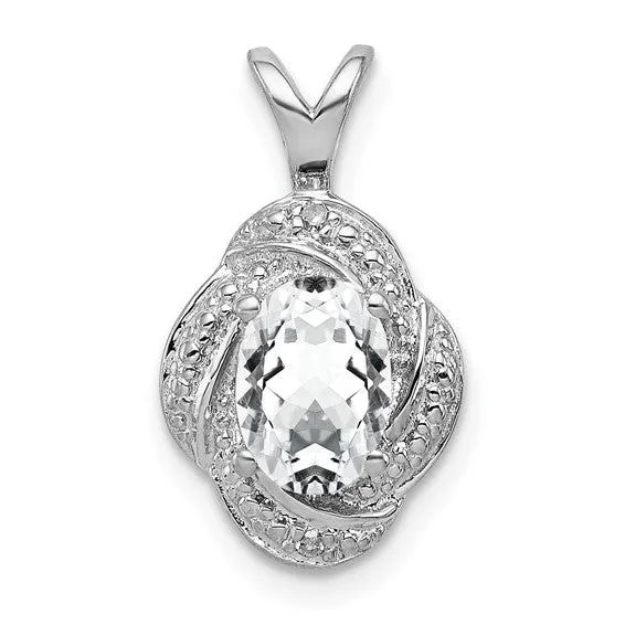 Sterling Silver Diamond And Oval Gemstone Pendants