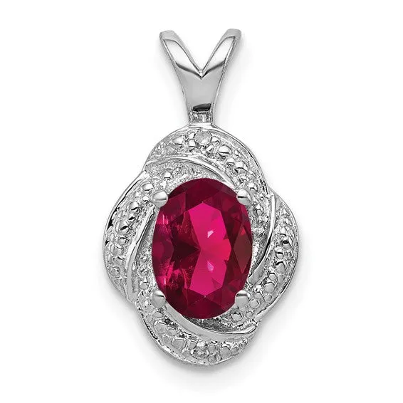 Sterling Silver Diamond And Oval Gemstone Pendants