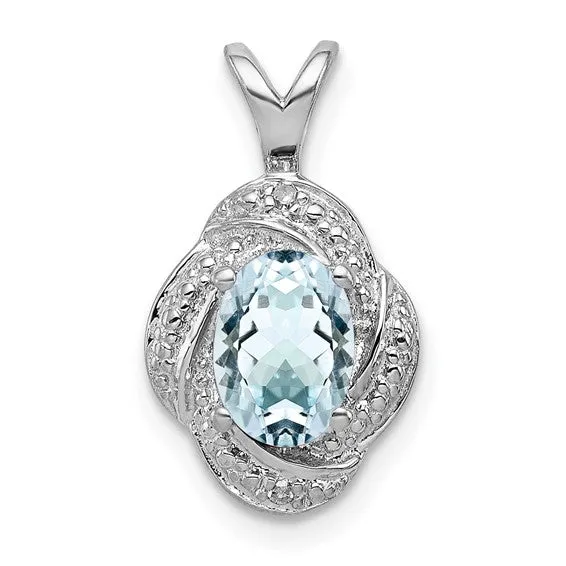 Sterling Silver Diamond And Oval Gemstone Pendants