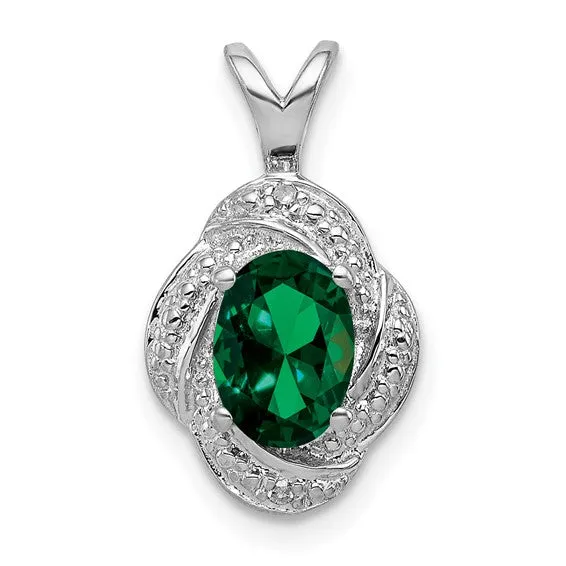 Sterling Silver Diamond And Oval Gemstone Pendants