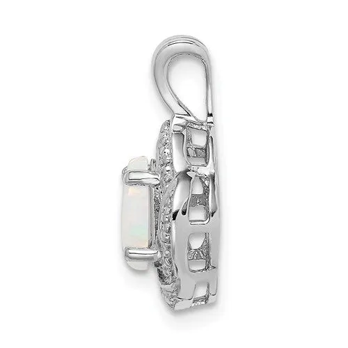 Sterling Silver Diamond And Oval Gemstone Pendants