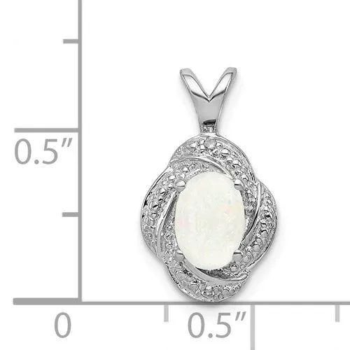 Sterling Silver Diamond And Oval Gemstone Pendants