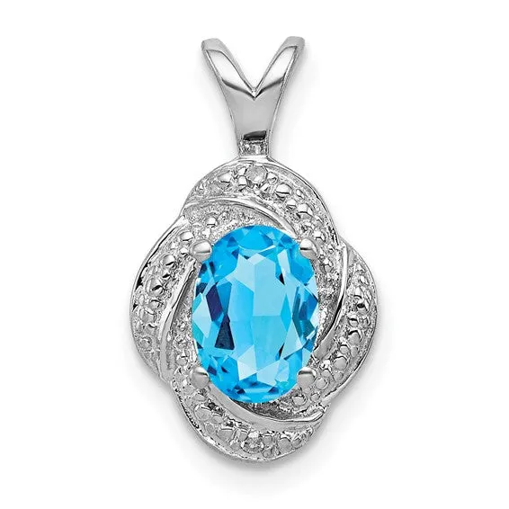 Sterling Silver Diamond And Oval Gemstone Pendants