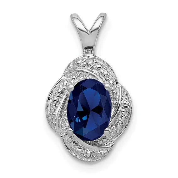Sterling Silver Diamond And Oval Gemstone Pendants