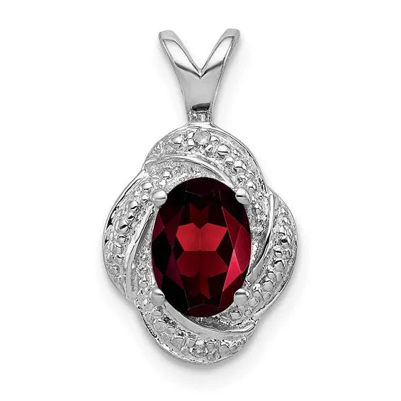 Sterling Silver Diamond And Oval Gemstone Pendants