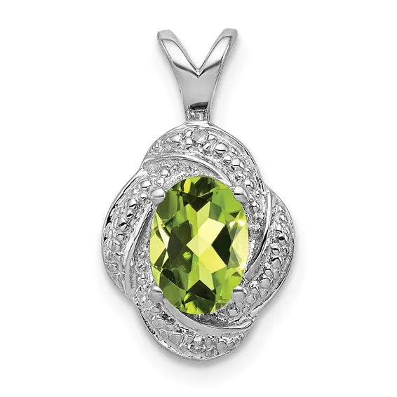 Sterling Silver Diamond And Oval Gemstone Pendants