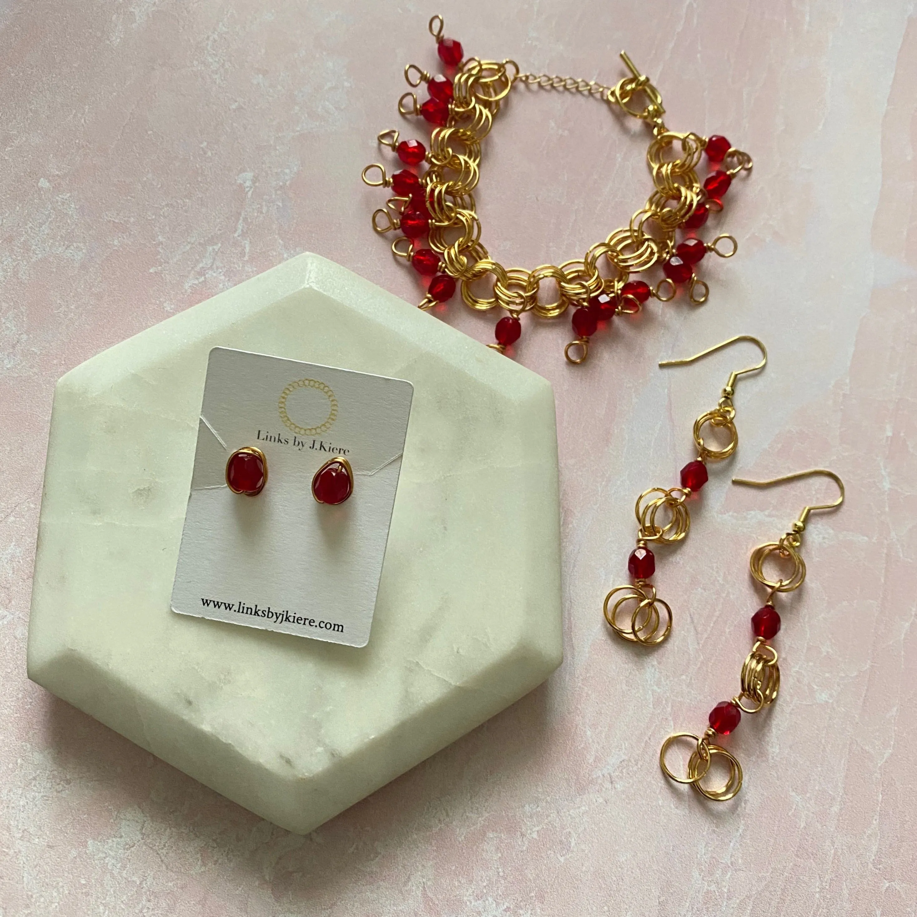 The Kiere Earrings in Ruby Red