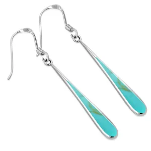 Turquoise Long Drop Sterling Silver Earrings Turquoise Long Drop Sterling Silver Earrings