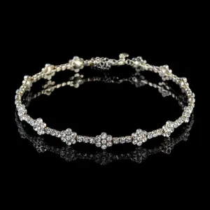 Vintage Floral Choker Necklace Paste Stone Circa 1950